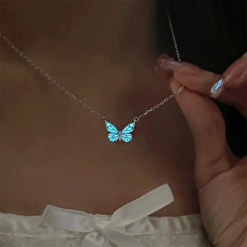Blue Luminous Smart Butterfly Necklace