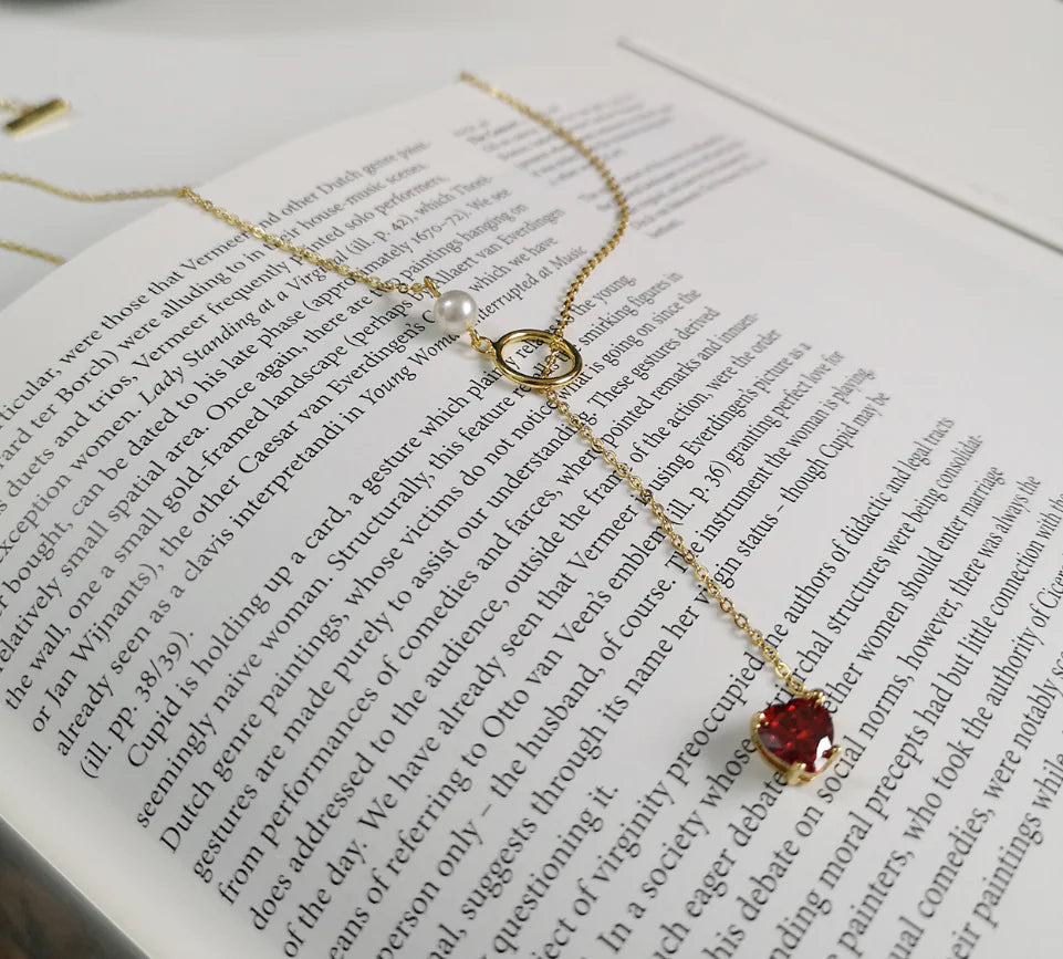 Red Pearl Chain Necklace